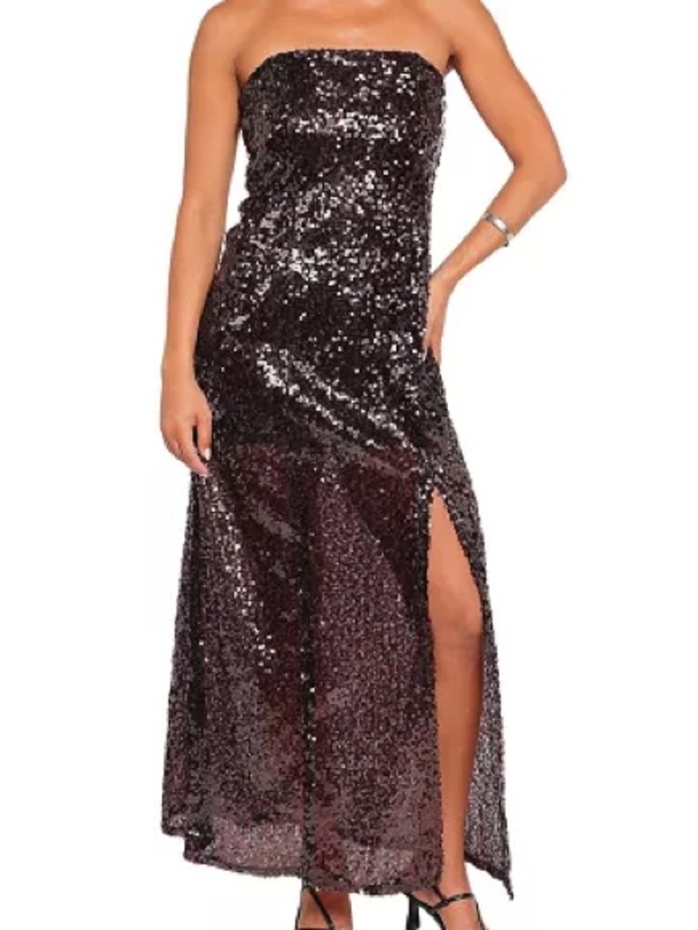 Petal & Pup Strapless Sequin Gown in Dark Cherry π Size XL